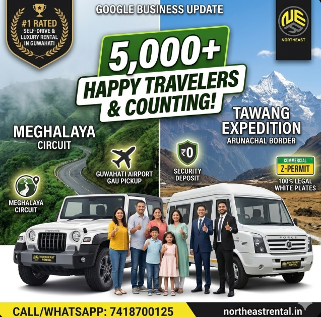 North east rental is the best Self drive agency in Guwahati for Meghalaya and Arunachal Pradesh